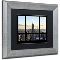 סימן מסחרי אמנות צפייה בחלון ניו יורק אמנות קנבס מאת פיליפ האגונארד, שחור מט, מסגרת כסף