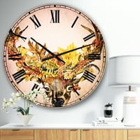 מעצב את שעון הקיר המסורתי של 'צבי רודים עם פרחים'