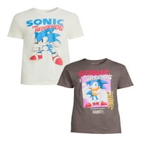 Sonic the Hedgehog גברים וגברים גדולים של גברים, חולצות טי, 2 חבילות, S-3xl