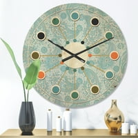 עיצוב 'פייזלי פרחוני אסייתי עם רטרו' שעון קיר עץ מודרני של אמצע המאה
