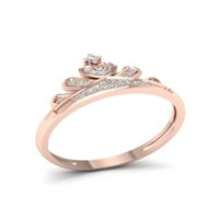 1 10ct TDW Diamond 10k טבעת כתר זהב ורד עבורה