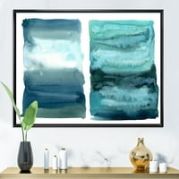 עיצוב אמנות 'מופשט כחול אוקיינוס ימיים רושם השני' מודרני ממוסגר בד קיר אמנות הדפסה