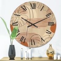 עיצוב 'עלה מפלצת מופשטת ומופשט ואומנות שורה אחת מעצבת' שעון קיר עץ מודרני