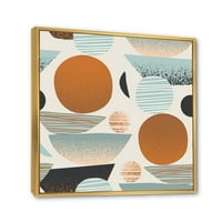 עיצוב אמנות 'רטרו צורות עם מופשט ירחים ושמשות אני' מודרני ממוסגר בד קיר אמנות הדפסה
