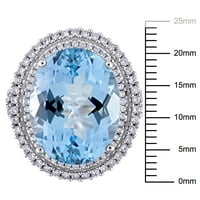 טבעת קוקטייל זהב לבן 14 קראט יהלום טופז קראט כחול שמיים בגזרה סגלגלה של מיאבלה נשים