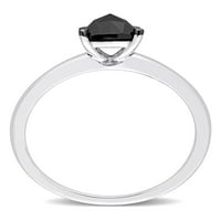 טבעת אירוסין סוליטייר זהב לבן 10 קראט יהלום שחור