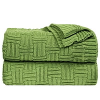מציאות ייחודיות כבל כותנה סרוג ספה זורקים שמיכה צהובה-ירוקה 47 70