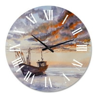 עיצוב 'סירת דיג מעץ על החוף הבלטי' שעון קיר ימי וחוף
