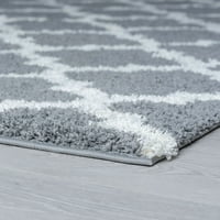 שטיח אזור עכשווי שאג אריח מרוקאי עבה אפור, סלון שמנת קל לניקוי
