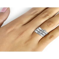 טבעות יהלומים הניתנות לערימה לנשים - מבטא לבנה תכשיטים טבעת יהלומים - 0. להקות סטרלינג כסף הניתנות לערימה