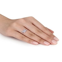 קראט T.W. יהלום 10KT טבעת פרפר זהב לבן