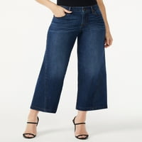 ג'ינס סופיה ג'ינס לואיזה גבוהה לג'ינס יבול רגליים רחבות