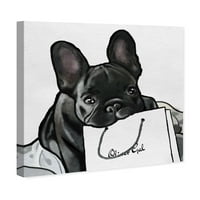 ווינווד סטודיו חיות קיר אמנות בד הדפסי 'אוליבר גל צרפתית גור' כלבים וגורים-שחור, לבן