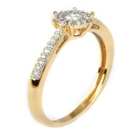 זהב צהוב מצופה זהב מצופה סטרלינג כסף CT TW Diamond Halo טבעת הבטחה