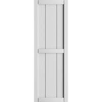 Ekena Millwork 1 2 W 91 H F True Fit PVC, ארבעה תריסים ממוסגרים של לוח- N-Batten, לבן