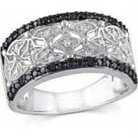 קראט T.W טבעת אופנה סטרלינג סטרלינג בשחור לבן