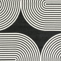 מרפסת LOOMAKNOTI טרופית MILBURM 4 '6' גיאומטרית מקורה חיצונית שטיח שחור לבן