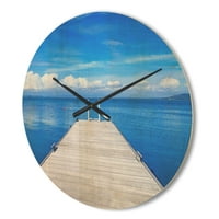 מעצב את 'מזח עץ גדול מעל אגם כחול' שעון קיר מודרני