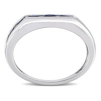 1- CARAT T.G.W. יצר ספיר כחול סטרלינג טבעת גברים