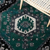 וינטג 'חמדאן לאונה שטיח רץ מזרחי, שחור ירוק, 2'3 8'