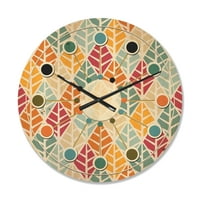 עיצוב 'דפוס רטרו יהלום X' X 'שעון קיר עץ מודרני של אמצע המאה