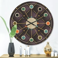 עיצוב עיצוב 'דפוס רטרו מרופד' שעון קיר עץ מודרני של אמצע המאה