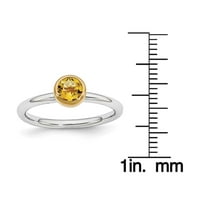 כסף סטרלינג של סיטרין עם טבעת צלחת זהב