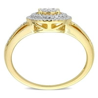 קראט T.W. יהלום 14KT טבעת אשכול שוק פיצול זהב צהוב