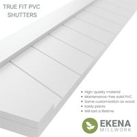 עבודת טחנה של Ekena 18 W 36 H True Fit PVC פאנל יחיד שברון שברון מודרני סגנון תריסים קבועים, שחור