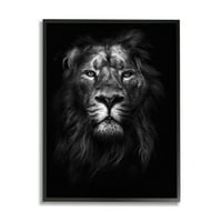 קולקציית עיצוב הבית של סטופל מלך האריה הג'ונגל בצללים בצילום שחור לבן ממוסגר giclee אמנות מרקמת