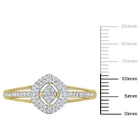 Miabella's Carat T.W. יהלום 10KT זהב צהוב מרקיז כפול הילה פיצול טבעת אירוסין